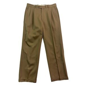 VTG 90s 36x32 Greg Peters 100% Wool Dress Suit Pants High Waisted Pleated Tan